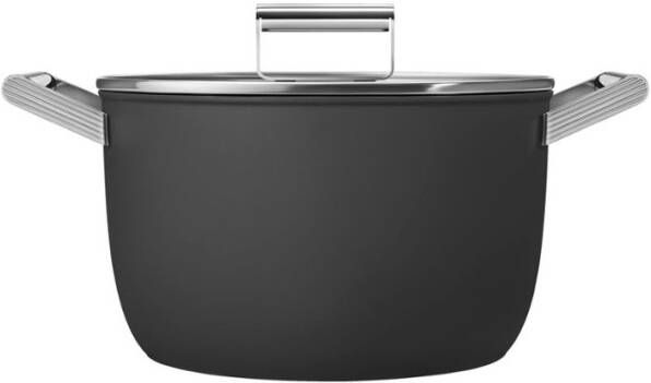 Smeg kookpan 26cm Anti aanbak Met deksel Zwart mat