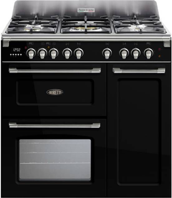 Boretti CFBG903ZW gasfornuis met Dual Fuel wokbrander en drievoudige oven