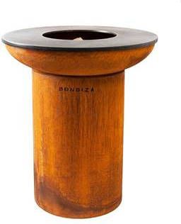 Bonfeu BonBiza 8001R Vuurschaal roest met BBQ/bakplaat(hoogte 100 cm, diameter 45 cm )