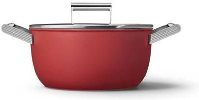Smeg kookpan 24cm Anti aanbak Met deksel Rood mat