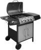 VidaXL Gasbarbecue 4+1 kookzone zwart en zilver online kopen