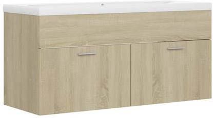 vidaXL Wastafelkast met ingebouwde wastafel spaanplaat sonoma eiken