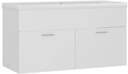 vidaXL Wastafelkast met ingebouwde wastafel spaanplaat wit