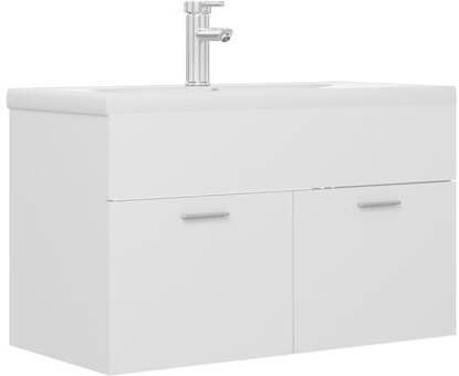 vidaXL Wastafelkast met ingebouwde wastafel spaanplaat wit