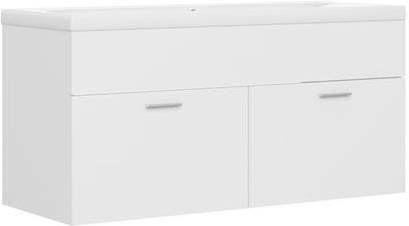 vidaXL Wastafelkast met ingebouwde wastafel spaanplaat wit