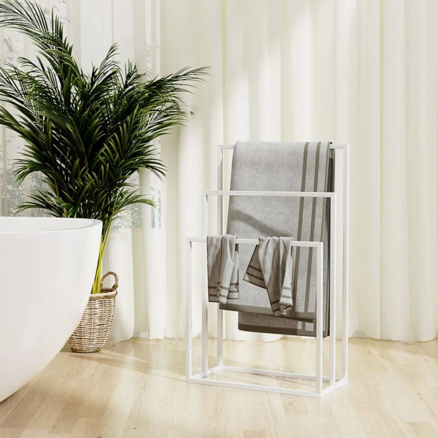vidaXL Handdoekenrek vrijstaand 48x24x79 cm ijzer wit